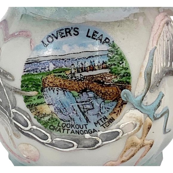 Vtg Dragonware Lusterware Creamer Moriage Lovers Leap Chattanooga TN Souvenir - Picture 4 of 12